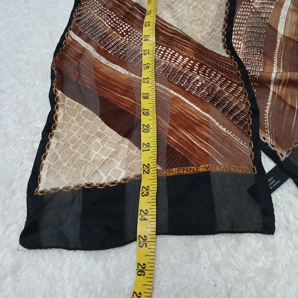 Adrienne Vittadini Brown Silk Oblong Rectangle Scarf - Picture 4 of 8